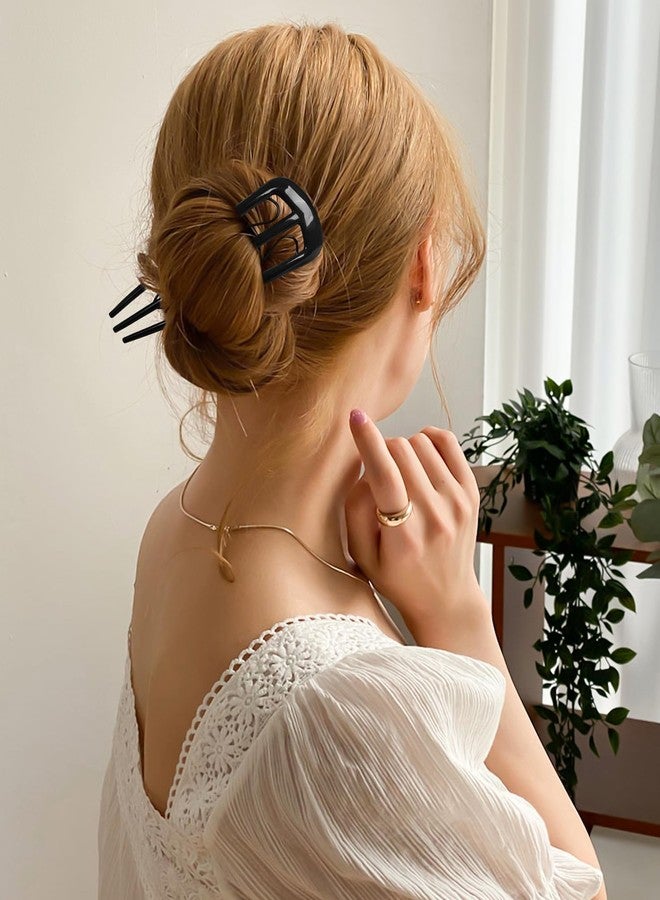 CHLINS 6 PCS French Hair Pins for Women, U-Shaped Hair Forks Stick for Bun Updo Chignons & French Twists, Strong Hold 3 Internal Teeth Hair Chopsticks Styling Accessories - Image 2